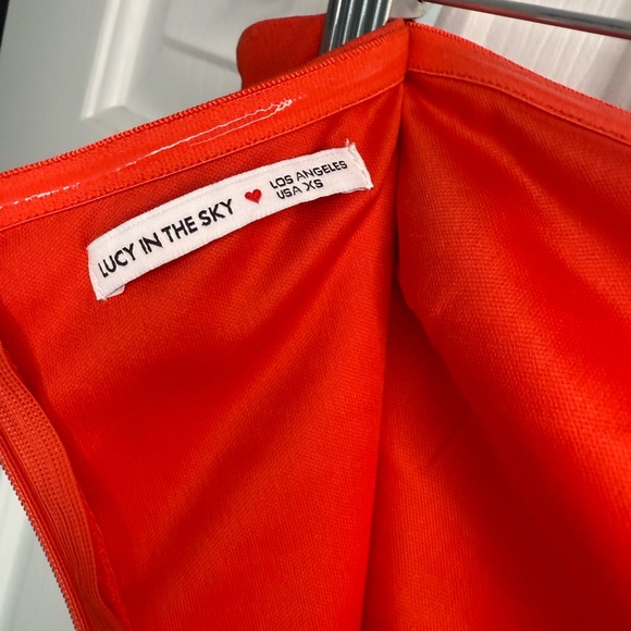 Lucy in the Sky Vibrant Blood Orange Strapless Dress - Picture 5 of 6